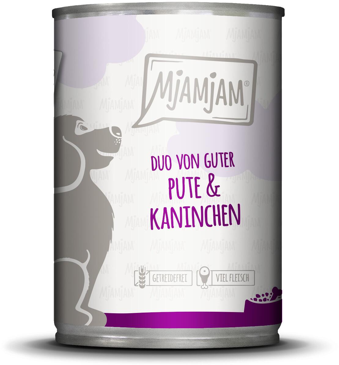 Mjamjam DUO Nassfutter mit Pute & Kaninchen, 6x400g
