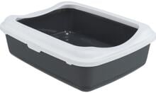 Lettiera Trixie Classic con bordo, 37x15x48cm, grigio scuro/bianco