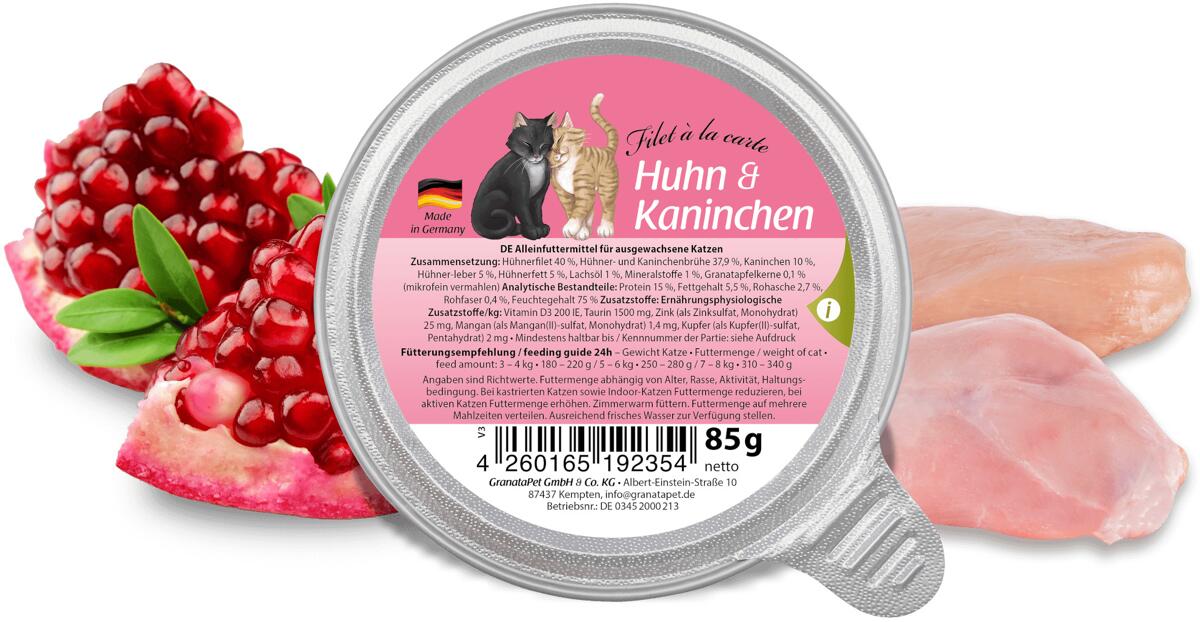 GranataPet Filet à la carte Nassfutter, 6x85g, Huhn & Kaninchen