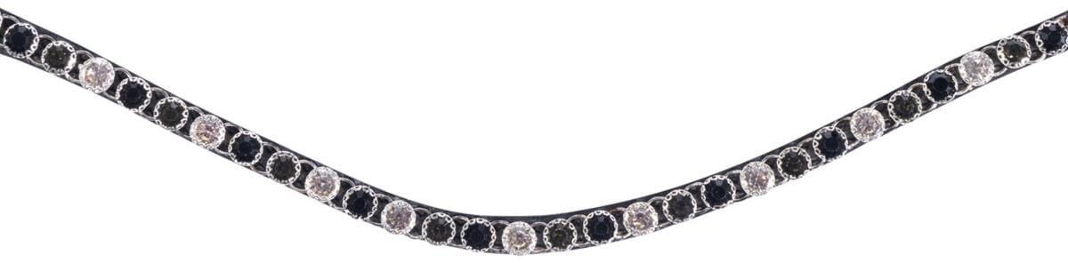 HKM Precious Stirnband, schwarz/grau/weiß, Warmblut