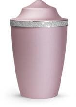 Urna per animali Völsing Glamour Edition, fascia Sparkling Glamour argento, velluto rosé, 1,5 L