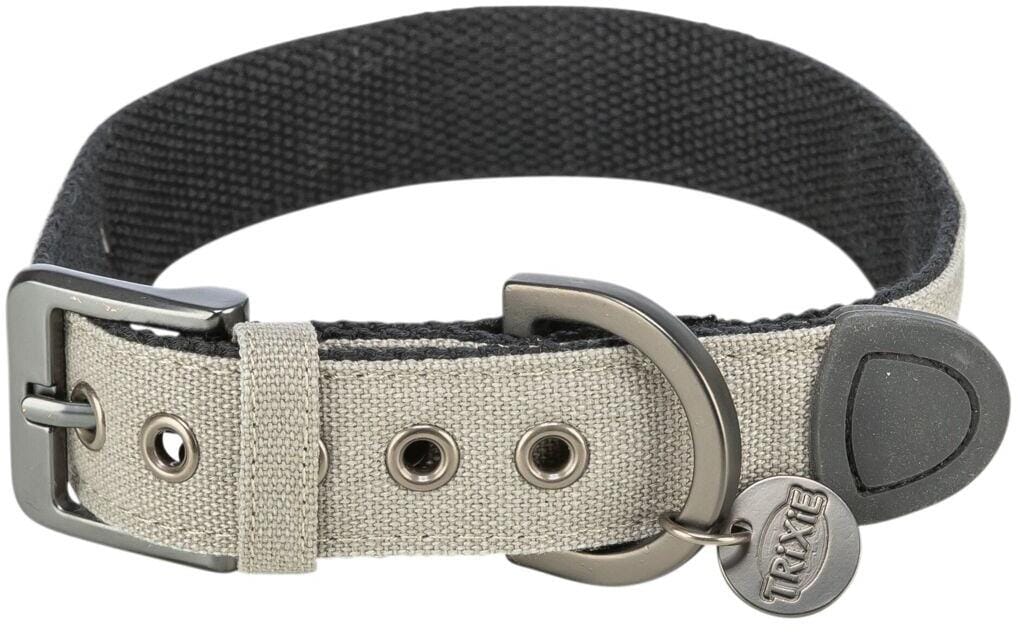 Trixie CityStyle Halsband, extra breit, Baumwolle, hellgrau, XS–S, 25-32cm/25mm