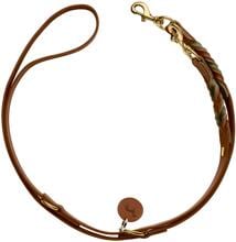 Guinzaglio HUNTER Solid Education Duo, regolabile, color cognac/oliva, 20 mm/200 cm