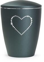 Urna per animali Völsing Elegance Edition, cuore di cristallo, velluto petrol, 0,5 L