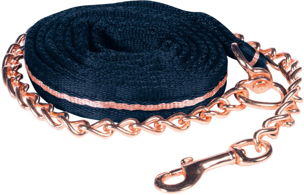 HKM Soft Führkette, navy/rosegold, 270cm