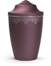 Urna per animali Völsing Mandala Edition, motivo mandala su tutto il perimetro, fascia in argento spazzolato, colore velvet berry, 2,8 L