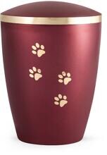Urna per animali Völsing Elegance Edition, motivo zampe dorato lucido, madreperla rosso vino, 2,8 L