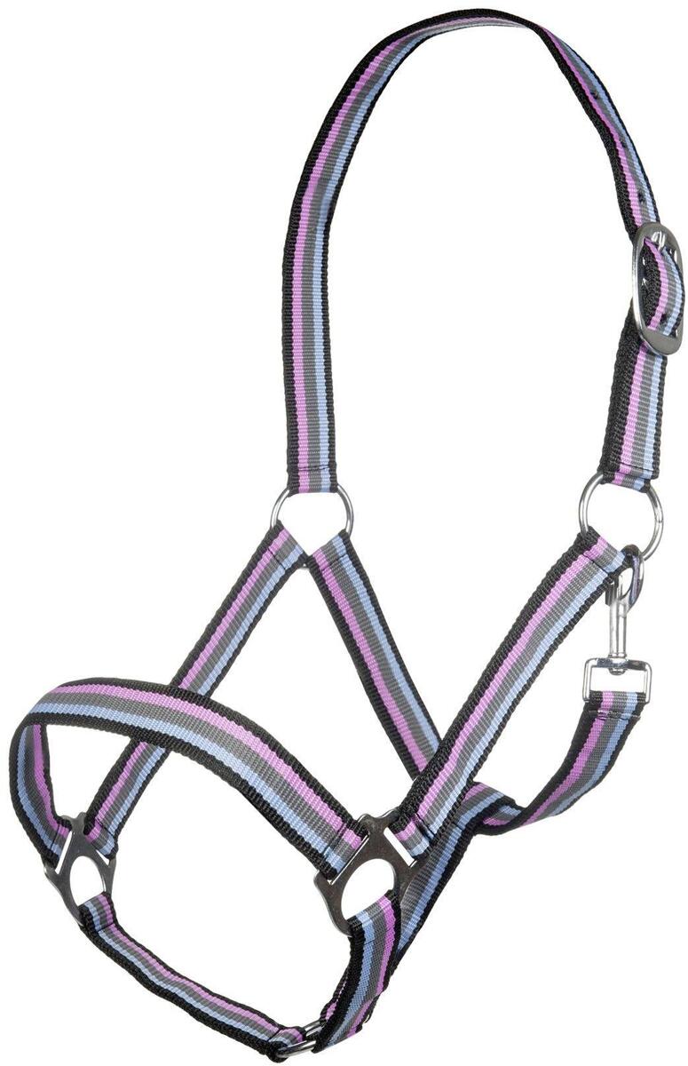 HKM Linz Halfter, schwarz/grau/pink/blau, Shetty