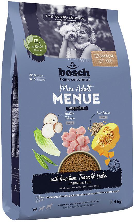 Bosch HPC Menue Mini Adult Tierwohl-Huhn Trockenfutter, getreidefrei, 2,4kg