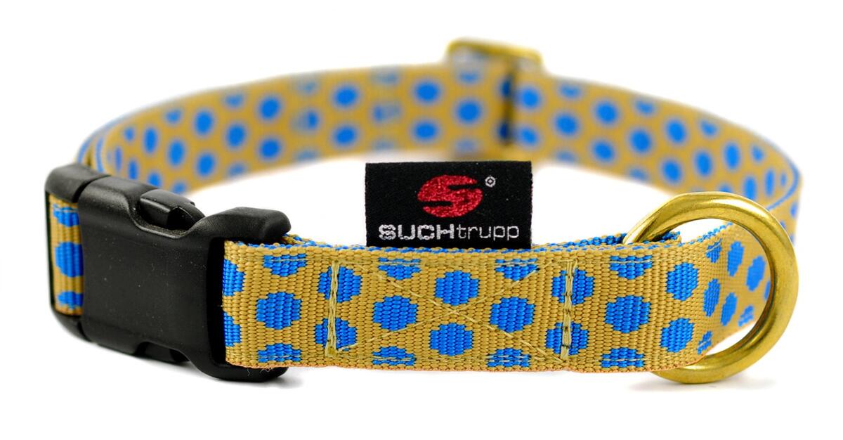 SUCHtrupp Dots Halsband, gold, beige-blau, L