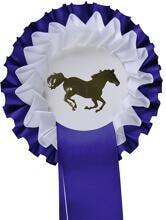 HKM double rosette show bow, blue/white