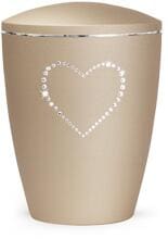 Urna per animali Völsing Elegance Edition, cuore di cristallo, velluto color champagne, 1,5 L