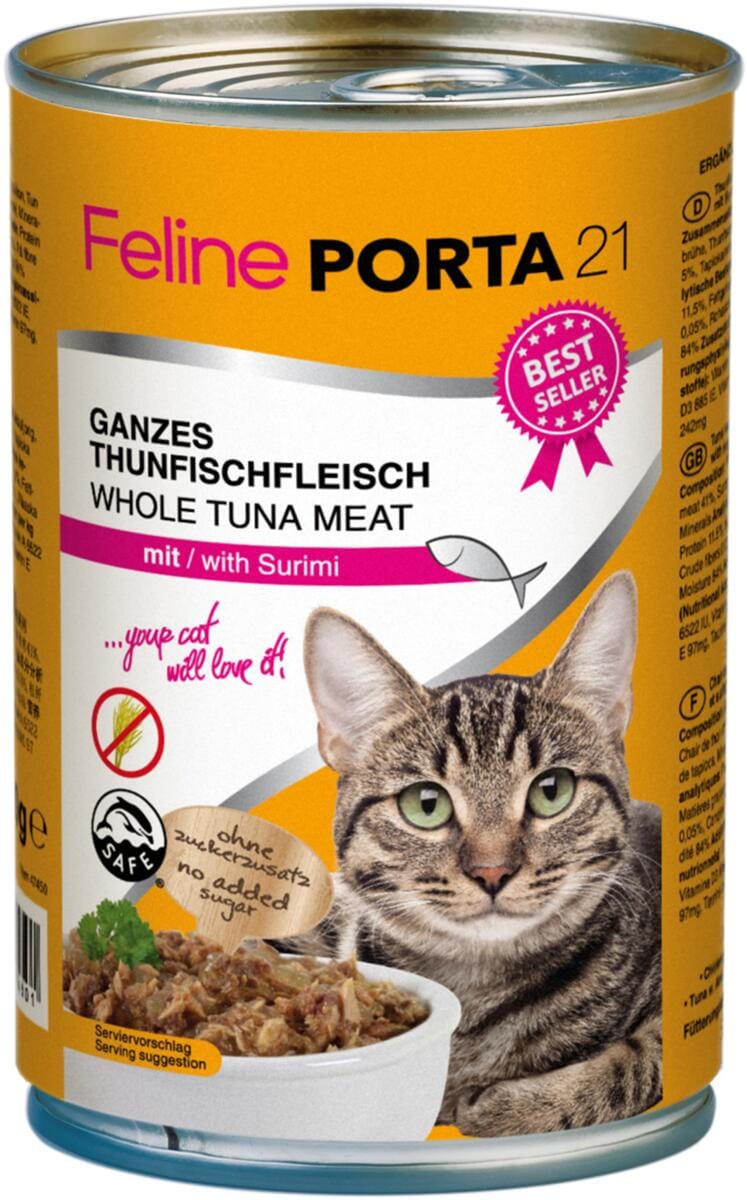 Porta21 Feline Nassfutter, Thunfisch & Surimi, 24x400g