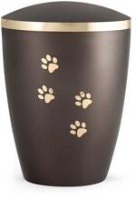 Urna per animali Völsing Elegance Edition, motivo zampe dorato lucido, madreperla color cioccolato, 2,8 L