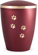 Urna per animali Völsing Elegance Edition, motivo zampe dorato lucido, madreperla rosso vino, 0,5 L
