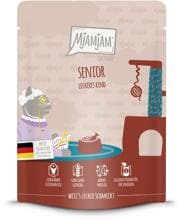 Mjamjam Quetschie Senior Katzenfutter mit Rind