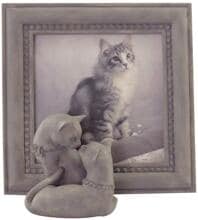 Cornice per foto Happy House a forma di gatto, color taupe, 17,5x8,5x19 cm