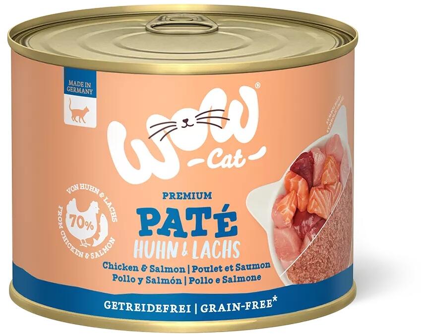 WOW Premium Paté Nassfutter, Huhn & Lachs, 6x200g