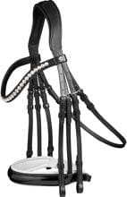 Briglia snaffle Waldhausen X-Line Evermore, combinata svedese, nero/bianco, WB