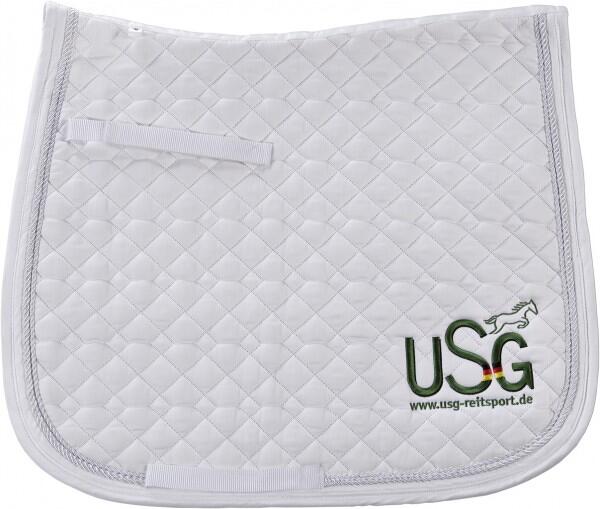 USG Sponsoring Baumwollschabracke mit Stickerei, weiß, DR, Warmblut