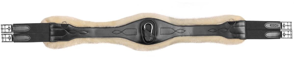 Waldhausen Ledersattelgurt mit ECO Wool, schwarz, 140cm