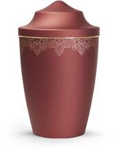 Urna per animali Völsing Mandala Edition, motivo mandala su tutto il perimetro, fascia dorata spazzolata, velluto rubino, 0,5 L