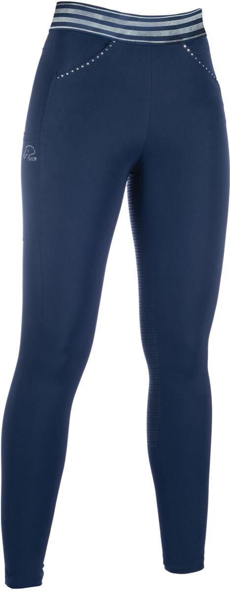 HKM Pull on Reitleggings, Silikon-Vollbesatz, dunkelblau, 44
