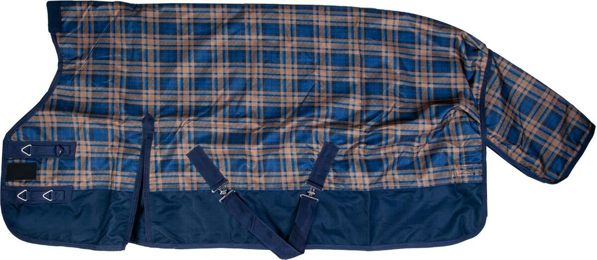 HKM Orlando Karo Highneckdecke, 600D, 100g Füllung, navy/braun karo, 125