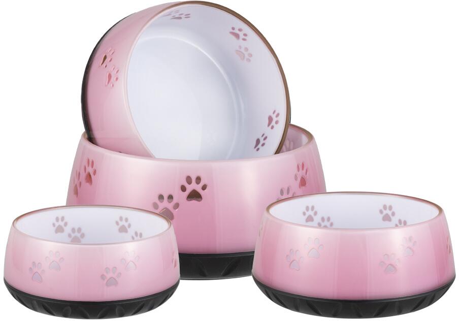 EHASO Futternapf mit Pfötchenmotiv, Rose, 1010ml