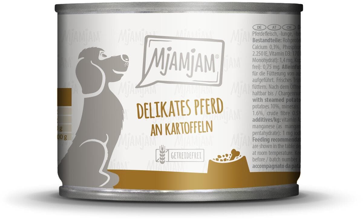Mjamjam Nassfutter mit Pferd & Kartoffeln, 6x200g