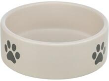 Trixie Napf, Pfotenmotiv, Keramik, 0,8L/ø16cm, hellgrau/grau