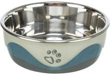 Ciotola Trixie, acciaio inox/silicone, 0,75L/ø17cm, bianco/grigio
