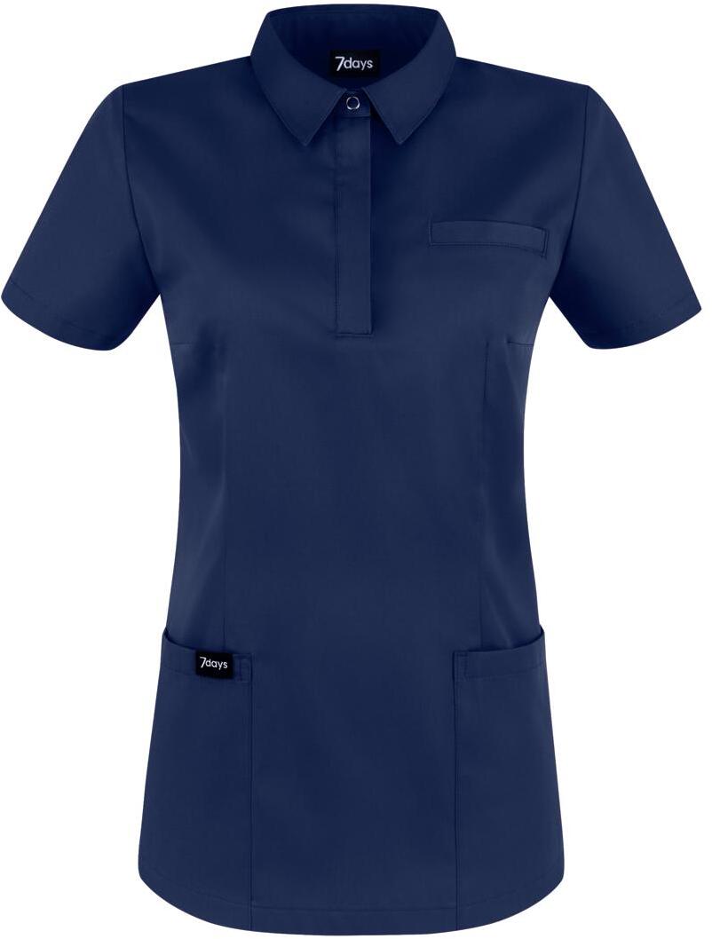 7days Damen Kasack mit Kragen, tailliert, marine-blau, Gr. L