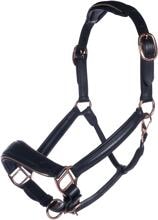 Cavezza in pelle HKM Rosegold, nera, pony