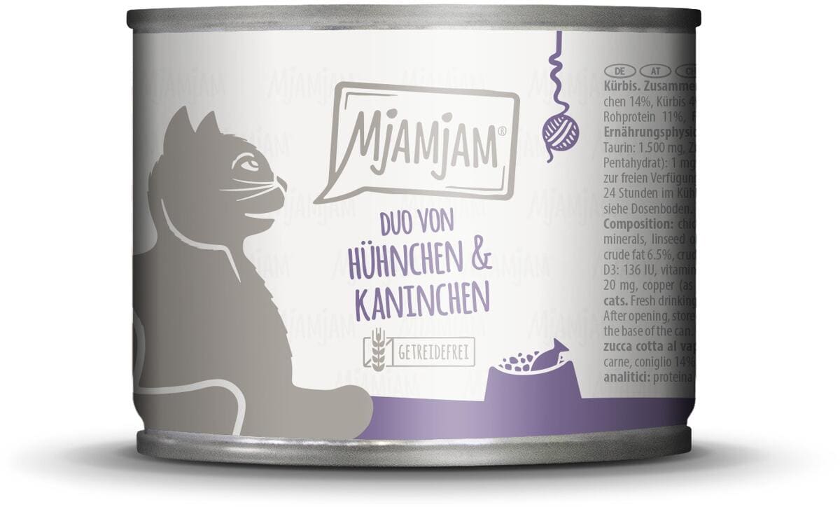 Mjamjam DUO Katzenfutter mit Huhn & Kaninchen, 6x200g