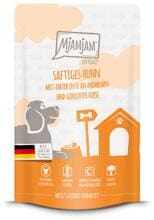 Mjamjam Quetschie Nassfutter mit Huhn, Ente, Möhrchen & Hirse, 12 x125g