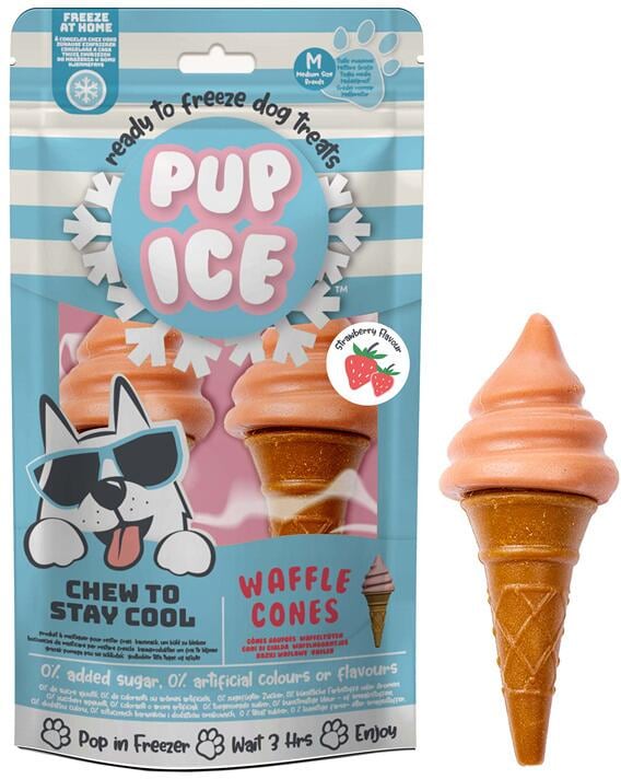 Imaginelles Pup Ice Waffle Cones Hundesnack, 2 Stück, Erdbeere