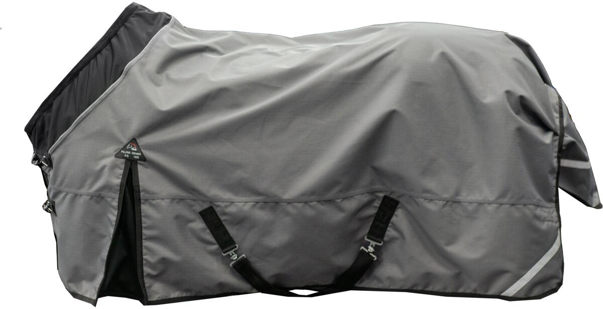 HKM Liberty Weidedecke, 1200D glattes Futter, grau/schwarz, 115cm