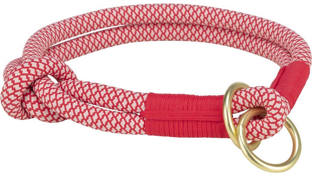 Trixie Soft Rope Zug-Stopp-Halsband, rot/creme, S, 35cm/ø6mm