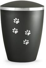 Urna per animali Völsing Elegance Edition, motivo zampe argento lucido, madreperla antracite, 0,5 L