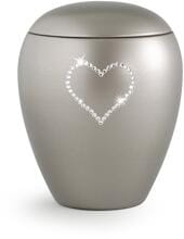 Urna per animali in ceramica Völsing, cuore di cristalli, madreperla fumé, 2,8 L