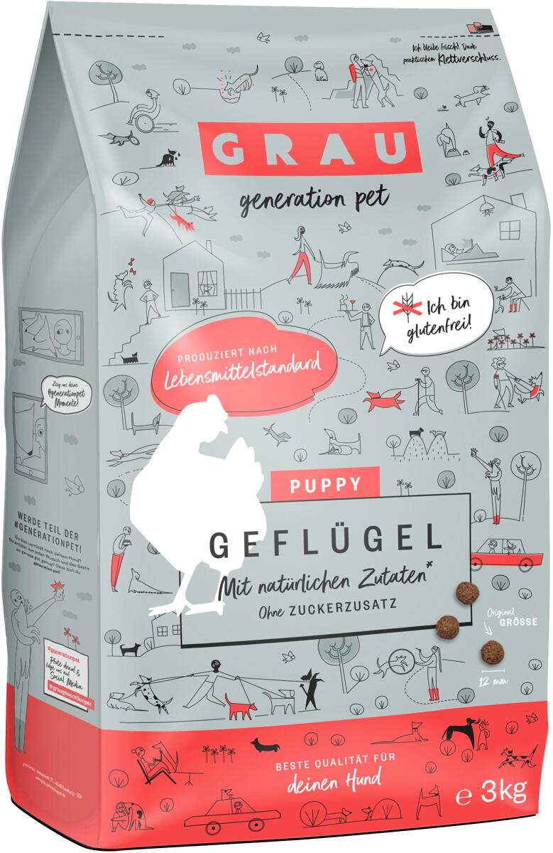 GRAU Puppy | Geflügel | glutenfreies Hundefutter | 3 kg