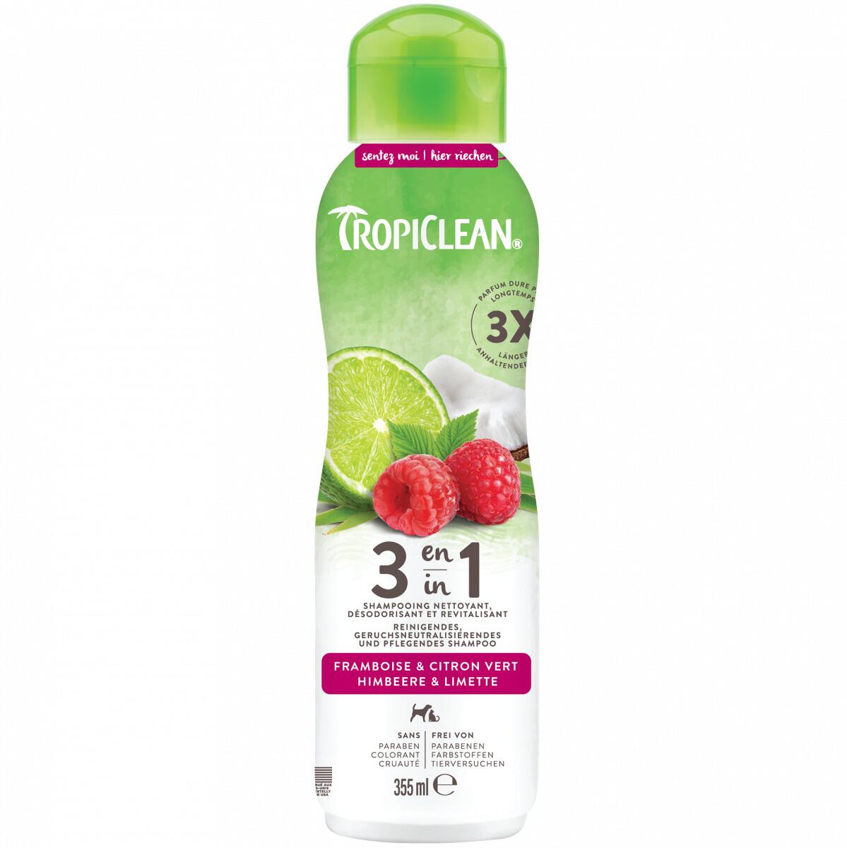 TropiClean 3-in-1 Shampoo mit Himbeere & Limette, 355ml