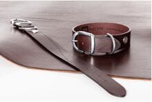 Mealson Ecoskin CollR Halsband, Mokka/Metal, 65/45, 51-57x4,5cm
