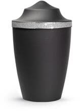 Urna per animali Völsing Glamour Edition, fascia Sparkling Glamour argento, velluto nero, 1,5 L