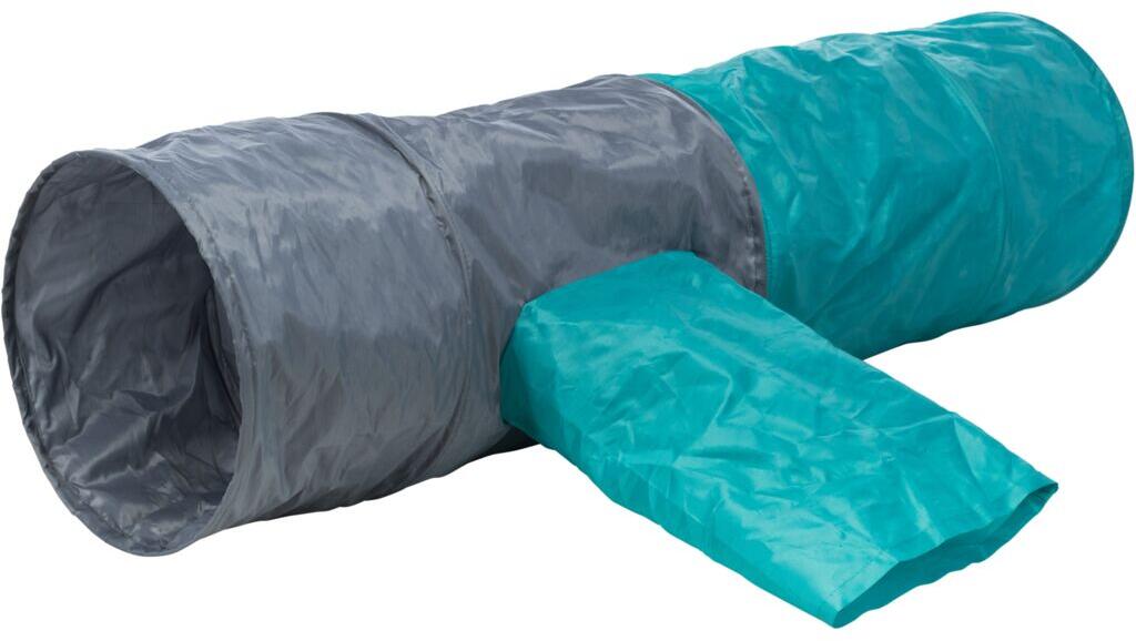 Trixie Spieltunnel mit 4 Eingängen, Polyester, dunkelgrau/petrol, ø30x115cm
