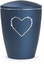 Urna per animali Völsing Elegance Edition, cuore di cristallo, velluto blu navy, 2,8 L