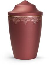 Urna per animali Völsing Mandala Edition, motivo mandala su tutto il perimetro, fascia dorata spazzolata, velluto rubino, 2,8 L