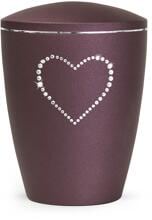 Urna per animali Völsing Elegance Edition, cuore di cristallo, velvet berry, 2,8 L