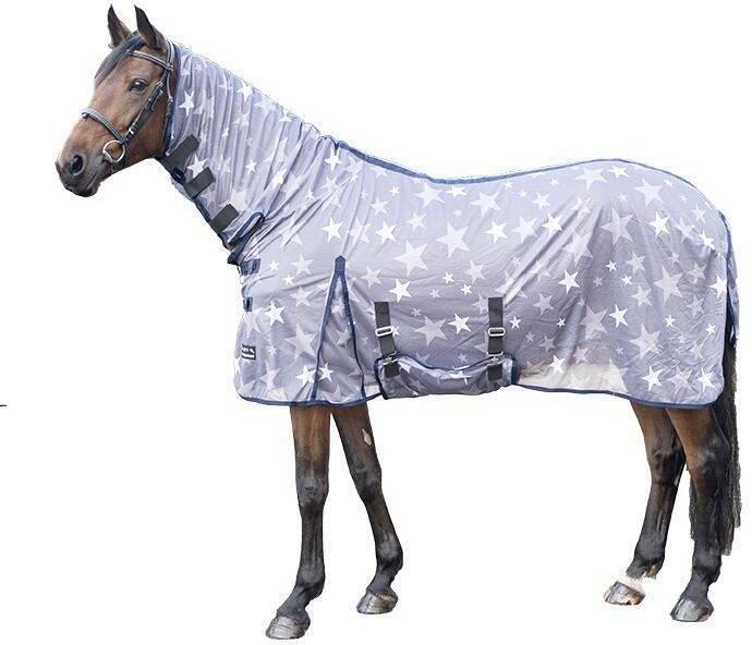 HKM Stars Combo Fliegendecke, grau/weiß, 135cm